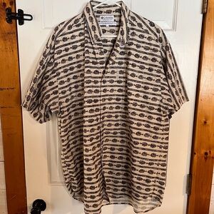Columbia Men's Cream and Black Striped Shirt